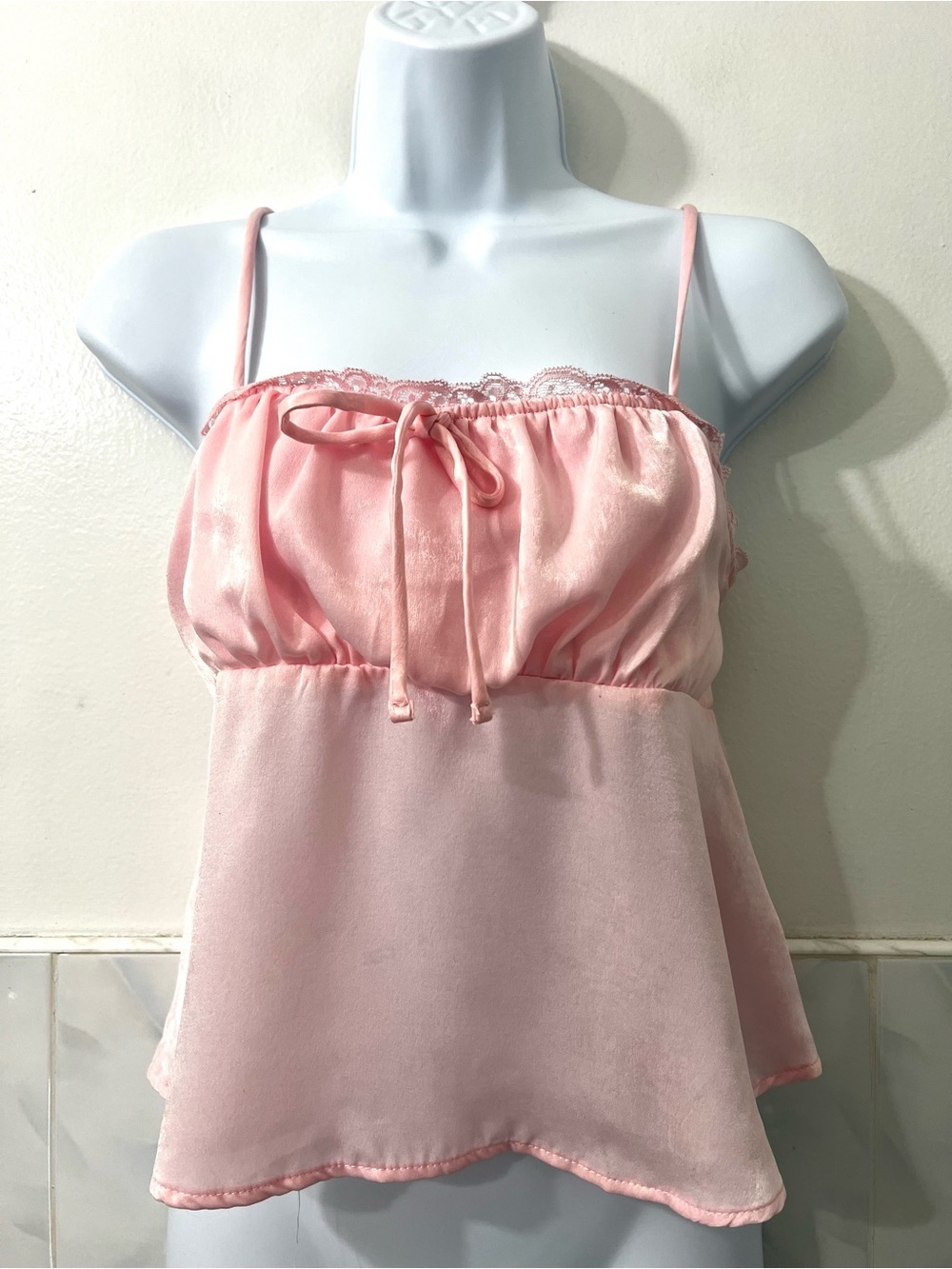 No Boundaries Milkmaid Babydoll Lace Trim Cami Top Women’s M Coquette Doll Y2K
